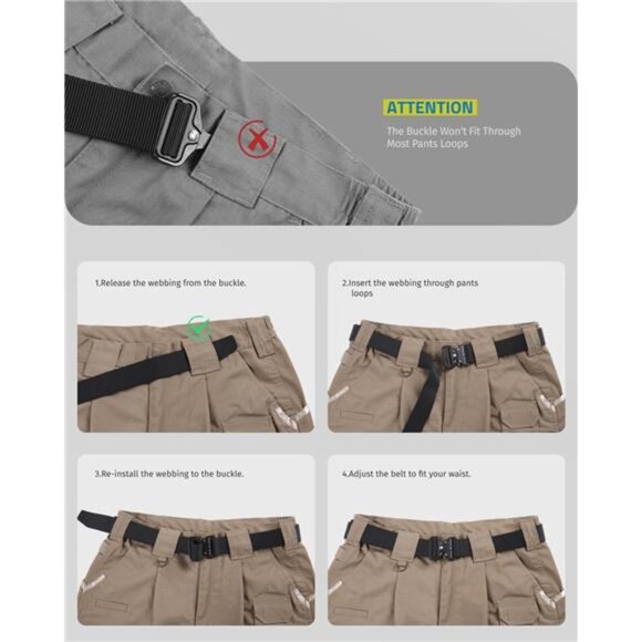 Tactical Belt, Work Belts for Men Military Webbing Riggers Web Belt Heavy-Duty - Picture 5 of 7